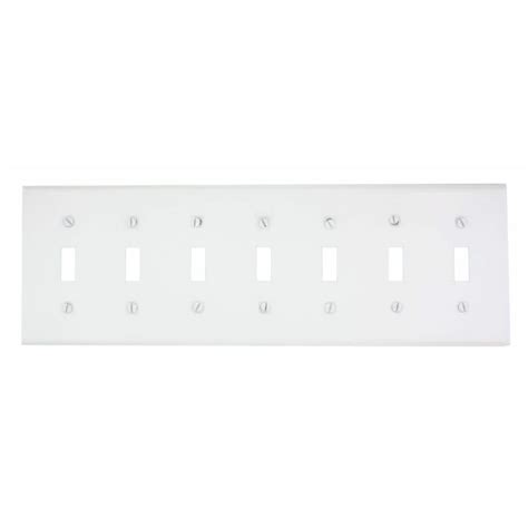 Leviton 7 Gang White Toggle Plastic Standard Wall Plate 1 Pack 0S601