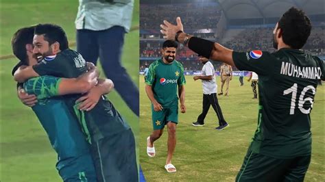 Babar Azam And Shaheen Afridi Hugs Mohammad Rizwan After Match Winning