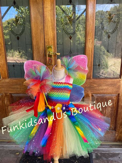 Rainbow Fairy Tutu Dress Fairy Tutu Dress With Wings Glittery Rainbow