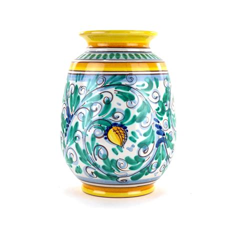 Vaso Ornamentale Giallo In Ceramica Siciliana Di Caltagirone