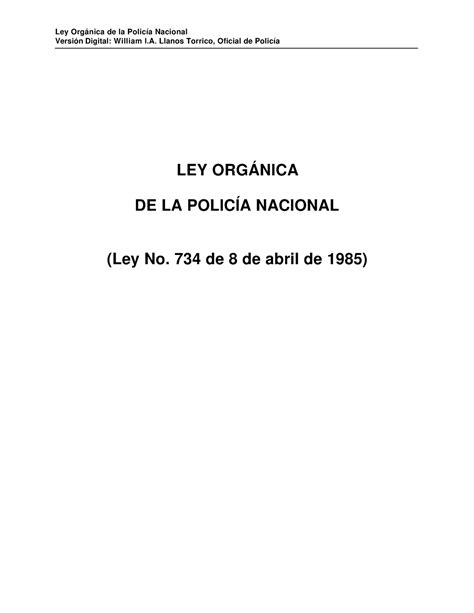 Ley organica Ley orgánica de la policía boliviana Versión Digital