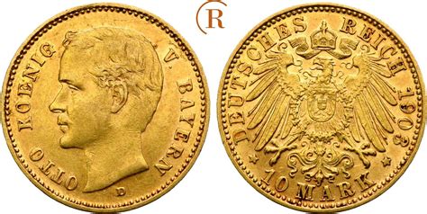 Kaiserreich Bayern 10 Mark GOLD 1903 D Otto 1886 1913 Ss Vz F Vz