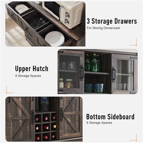 Buy Okd Farmhouse Bar Cabinet With Sliding Barn Door Kitchen Hutch