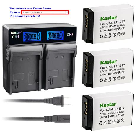 Kastar Battery LCD Rapid Charger For Canon LP E17 LPE17 Canon M3 M5