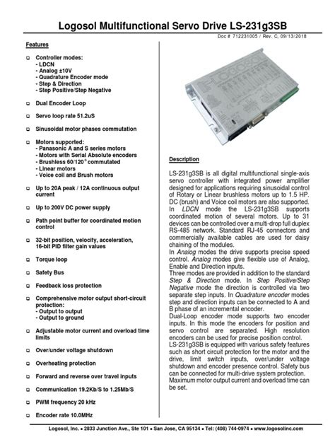 Ls 231g3 Advanced Multifunctional Servo Drive Pdf Electric Motor