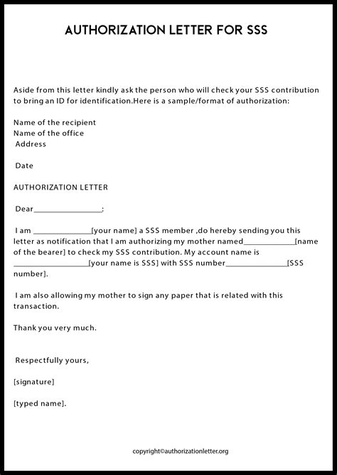 Authorization Letter Format For Sss Authorization Letter Hot Sex Picture