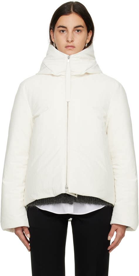 White Hooded Down Jacket By Jil Sander On Sale