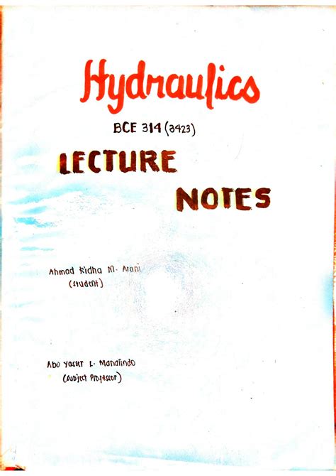 Solution Hydraulics Bernoullis Equation Heads And Energy With