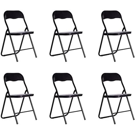 Lot de 6 chaises pliantes en métal rembourrée noire Cdiscount Maison