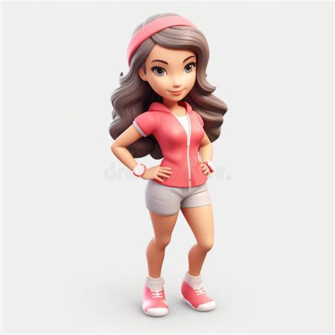 Cartoon Girl 3d Model Youthful Protagonist In Pink Top And Shorts