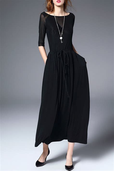 Boat Neck A Line Maxi Dress Maxi Dress With Sleeves Shop Maxi