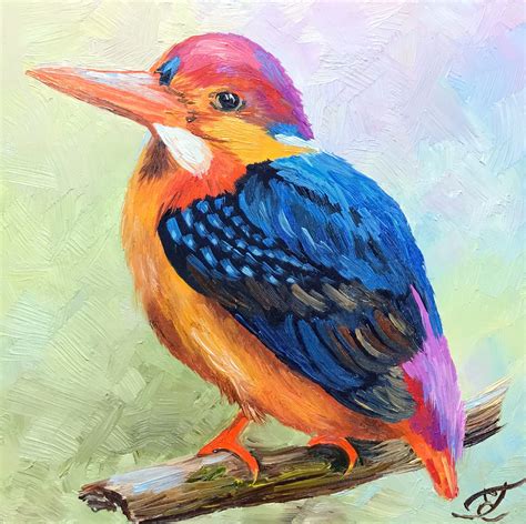 Kingfisher Painting Bird Original Art Kingfisher Bird Wall Art Etsy