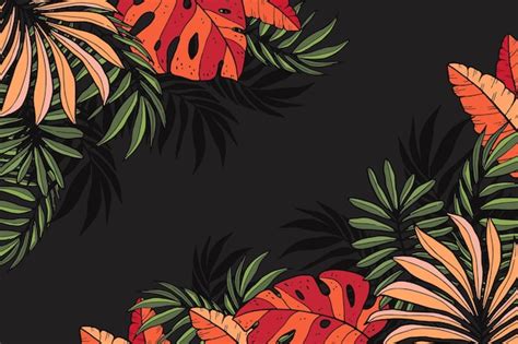 Fondo De Hojas Tropicales Dibujadas A Mano Grabado Vector Gratis