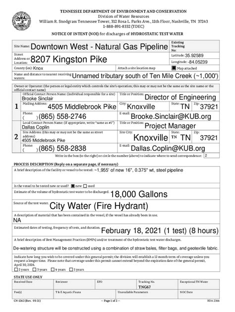 Fillable Online General Npdes Permit For Discharges Of Hydrostatic Test