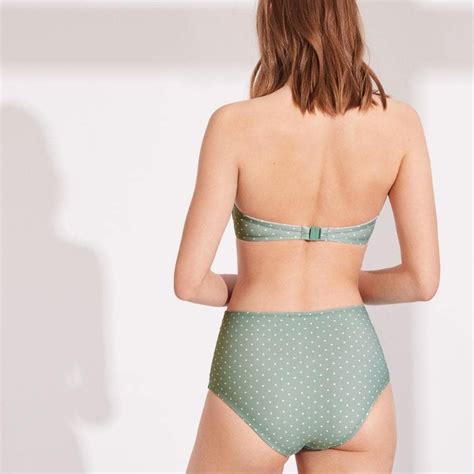 Conjunto Bikini Sin Tirantes Copa D Lunares Relleno Fino Ysabel
