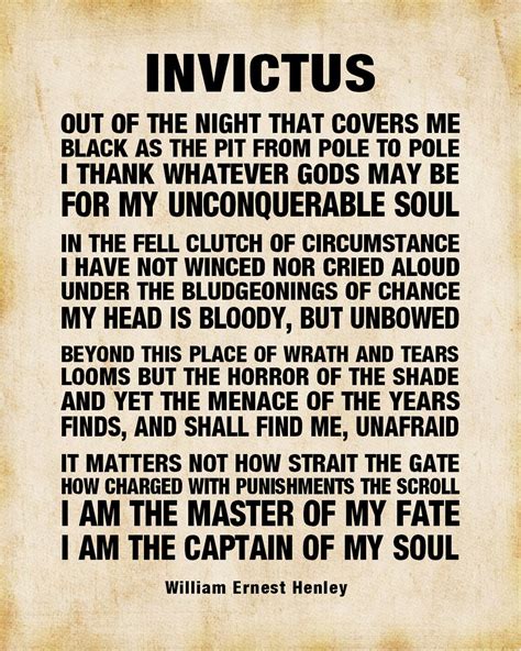 Invictus Poem Poster By William Ernest Henley Master Of My Etsy