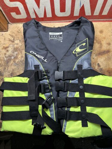 Oneill Mens Superlite Uscg Life Vest Large Black Lime Smoke Lime Ebay