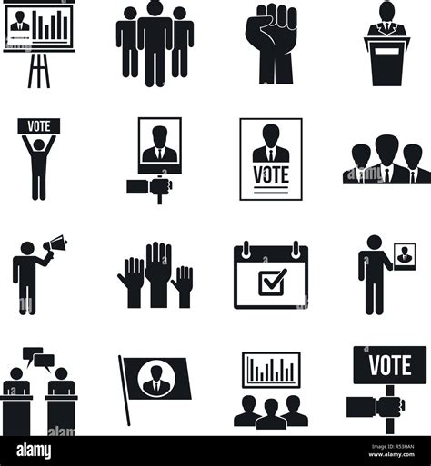 Political meeting icon set. Simple set of political meeting vector ...