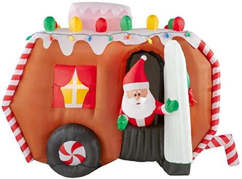 Amazon Animated Santa In Gingerbread Camper Christmas Inflatable