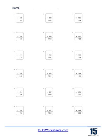 Three Digit Addition Worksheets 15