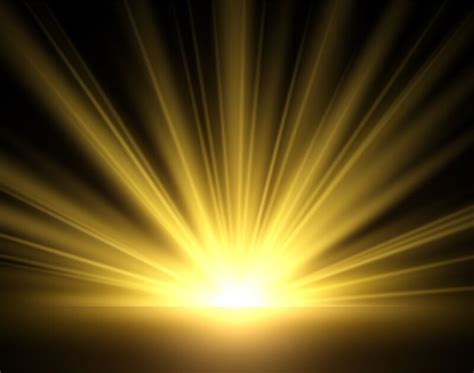 Golden Glow Of Sun Rays Yellow Light Isolated On Black Background Go