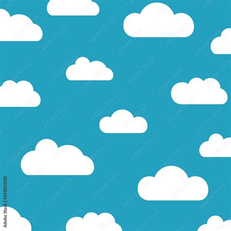 White Cartoon Clouds Set Isolated On Blue Background Collection Of