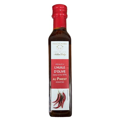 Huile d olive aromatisée au piment Huilerie Roméo