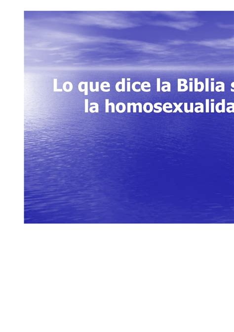 Lo Que Dice La Biblia Sobre La Homosexualidad