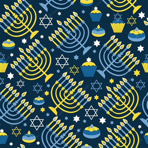 Premium Vector Happy Hanukkah Print Seamless Pattern With Menorah