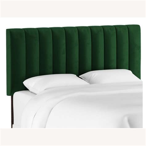 Full Size Emerald Green Velvet Headboard - AptDeco