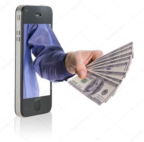 Giving Money Over Smart Phone — Stock Photo © Yanc 11985570