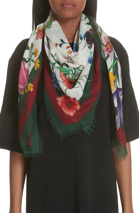 Gucci Flora Web Print Wool Silk Scarf In Scarf Styles How To