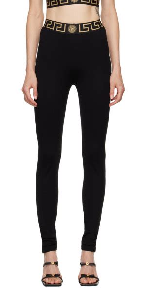 Versace Underwear Black Greca Border Leggings