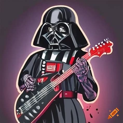 Comic Darth Vader Playing Bass Guitar On Craiyon