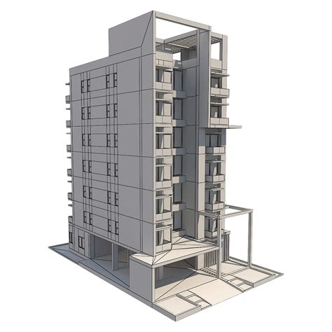 Apartment Building Free 3d Model By Virtual3d