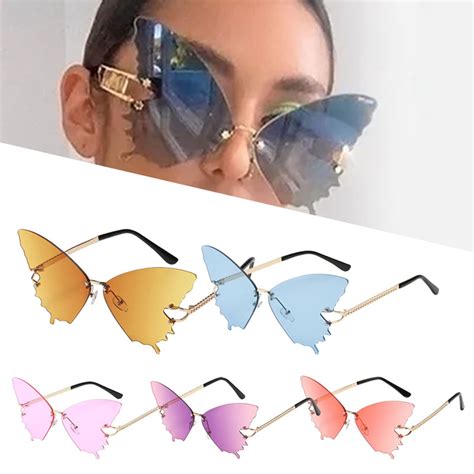 Hariumiu Butterflies Shape Sunglasses For Women Fashion Rimless