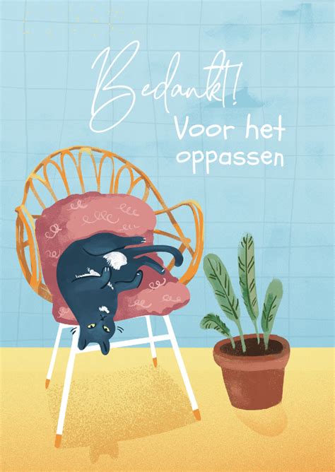 Bedankkaartje Voor Het Oppassen Met Zwarte Kat Kaartje Go