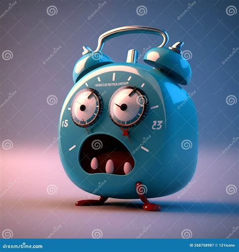 Cartoon Alarm Clock Angry Character Illustration Using Generative Ai