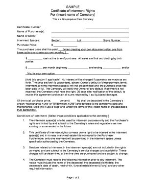 Transfer Of Interment Rights Form Complete With Ease AirSlate SignNow