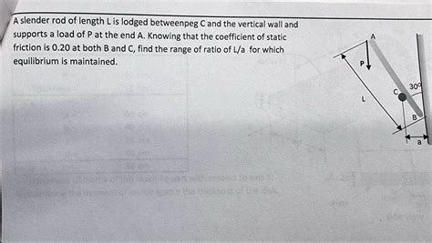 SOLVED Text A Slender Rod Of Length L Is Lodged Between Peg C And The