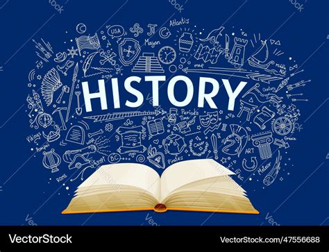 History textbook on school chalkboard background Vector Image