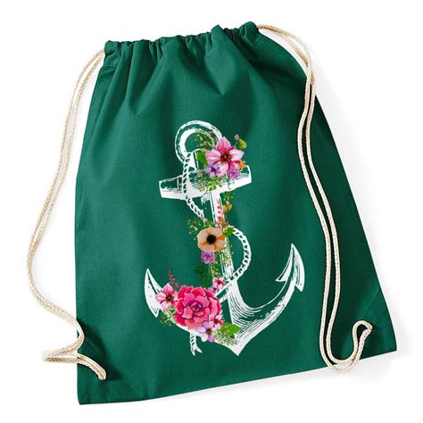 Turnbeutel Blumen Anker Ethno Boho Hipster Beutel Tasche Gym Bag