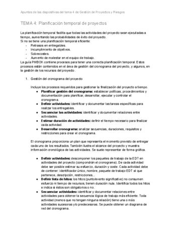 Tema Planificacion Temporal De Proyectos Pdf