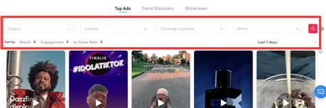 Use The Filters Provided By Tiktok To Filter Down By Region Industry