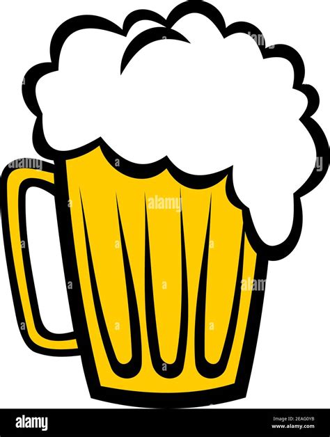 Cartoon Vector Illustration Depicting A Pint Of Refreshing Frothy Beer