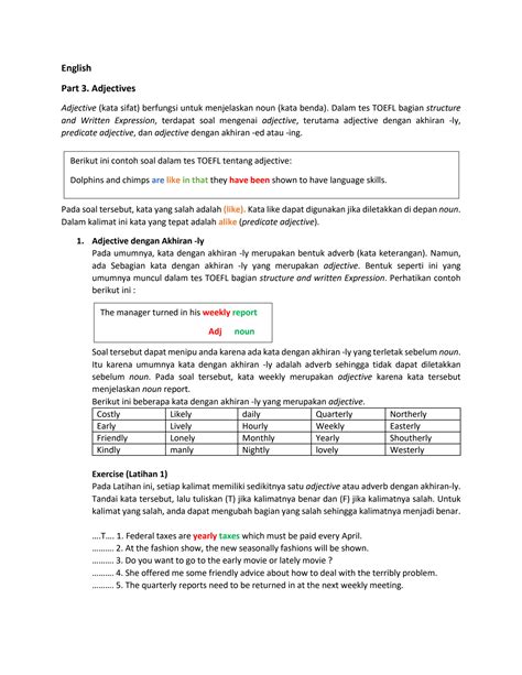 SOLUTION English Adjectives Kata Sifat Bahasa Inggris Studypool