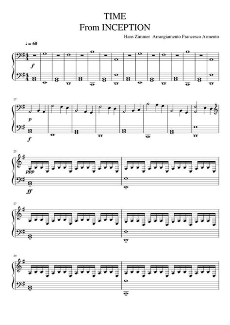 Time From Inception Sheet Music Composed By Hans Zimmer Arrangiamento