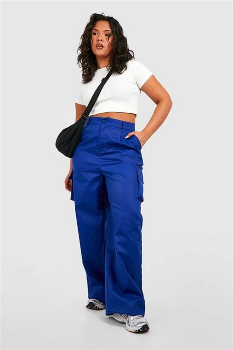 Plus Twill Belted Wide Leg Cargo Trouser Boohoo Uk