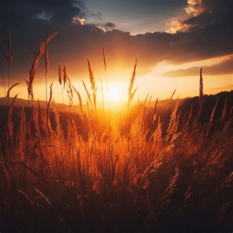 Premium Photo Wheat Field At Sunset In The Morning