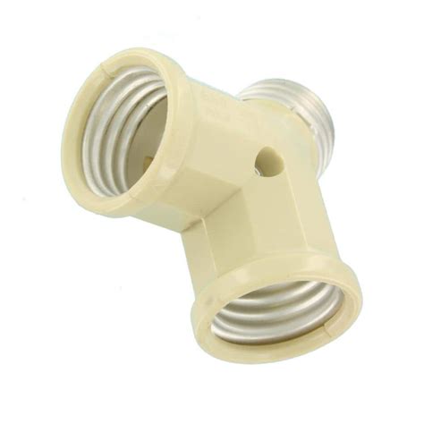 Leviton 660 Watt Double Light Socket Adapter Ivory 128 I The Home Depot